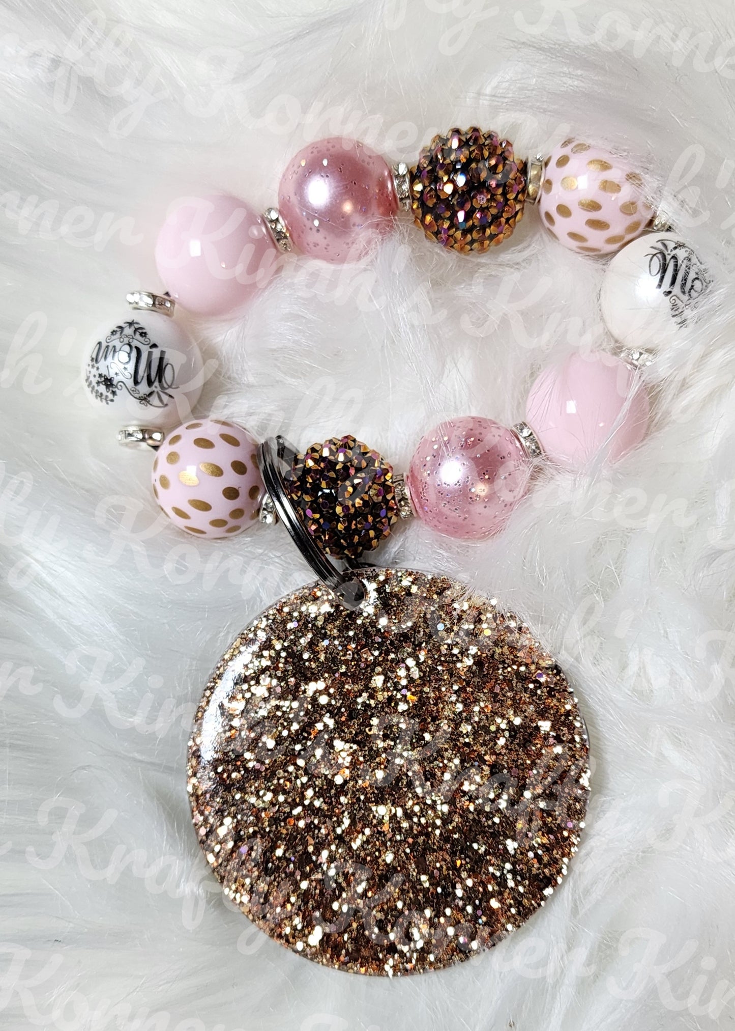 Light Pink and Gold Mom Keychain