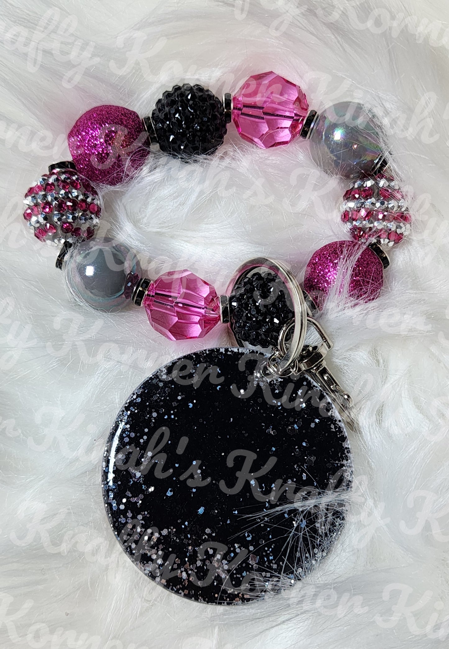 Pink and Black Keychain