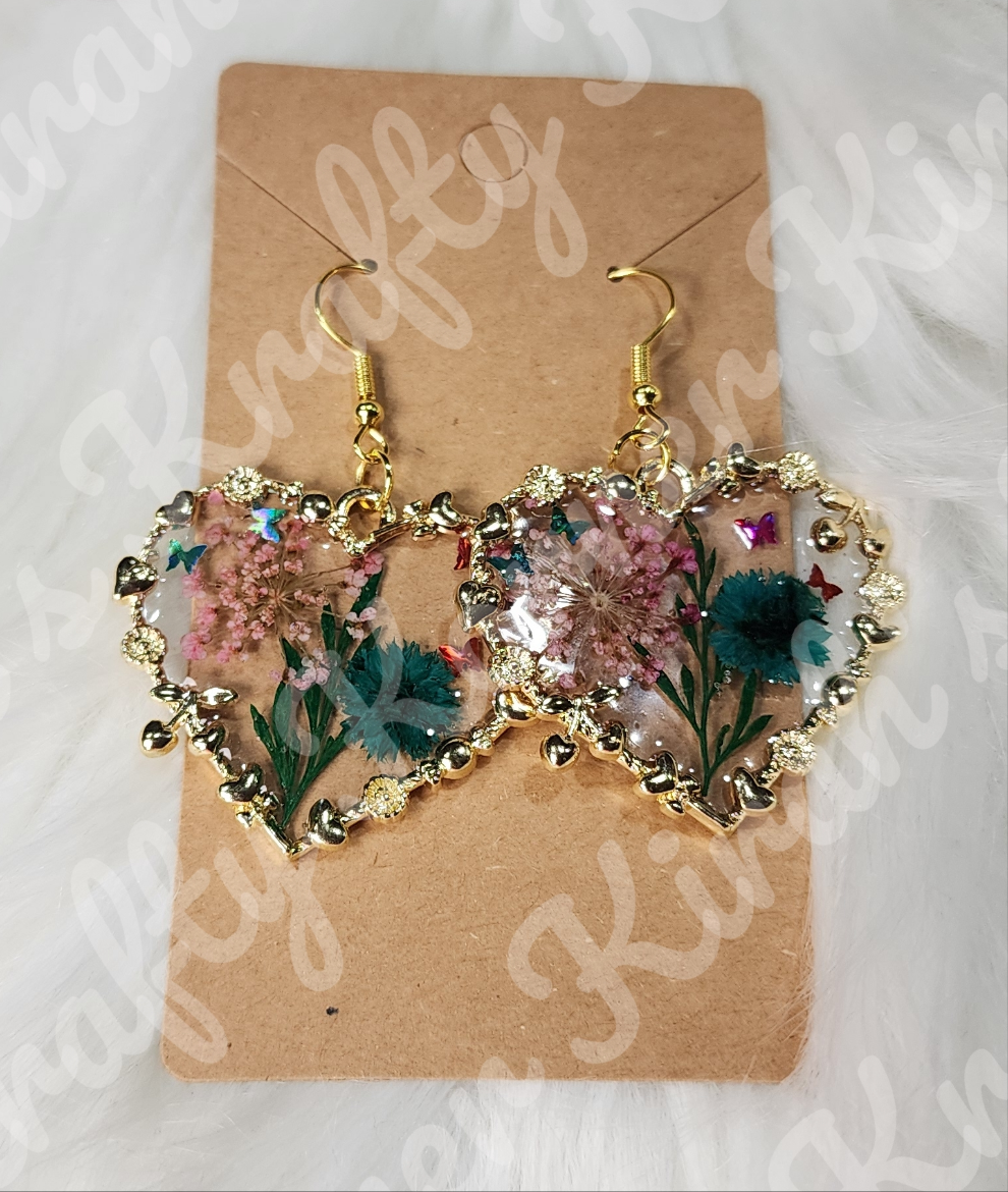 Heart shaped floral earrings