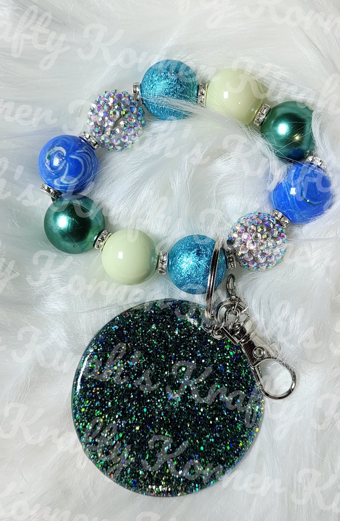 Blue and Green Forest Keychain