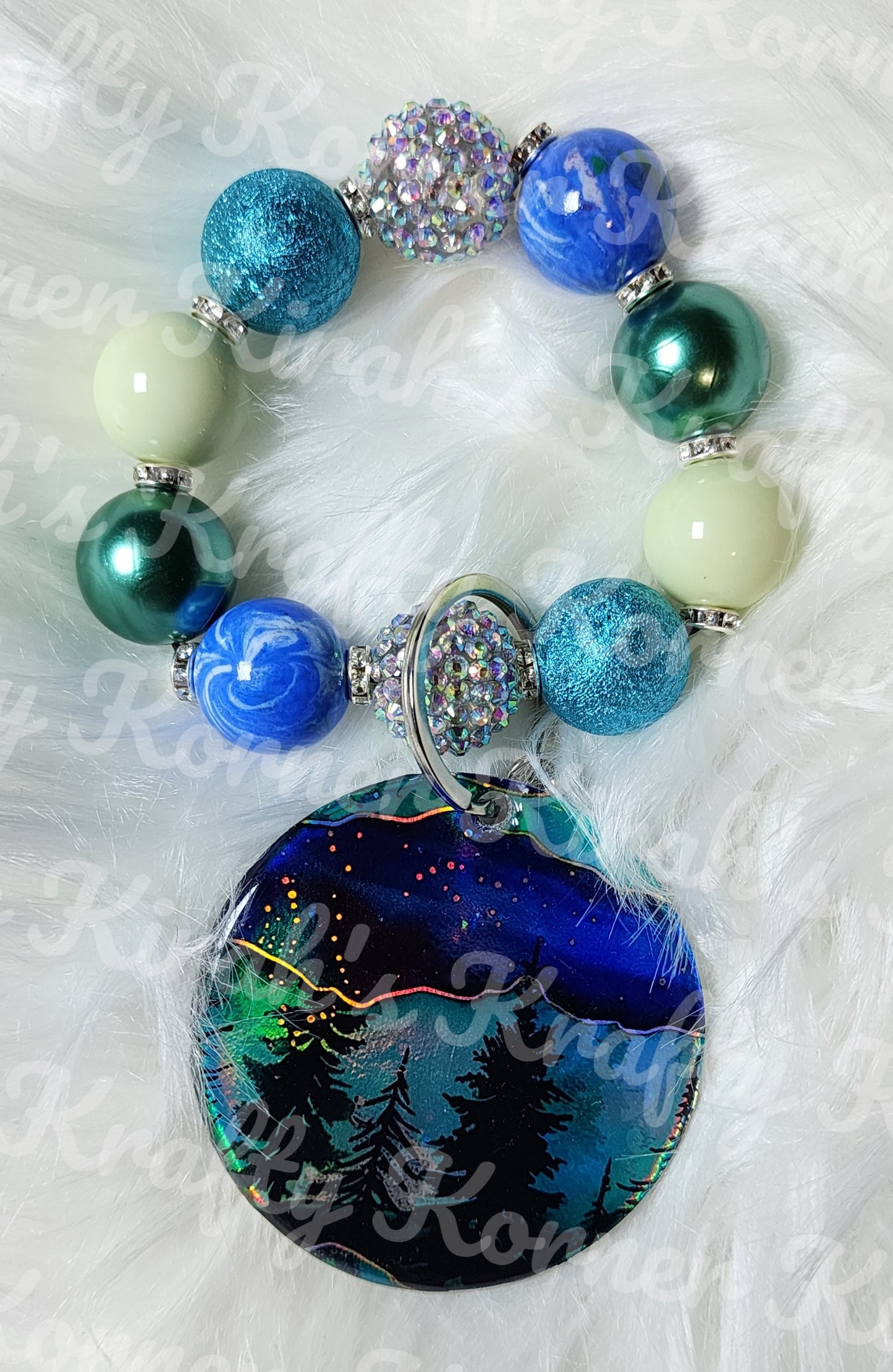 Blue and Green Forest Keychain