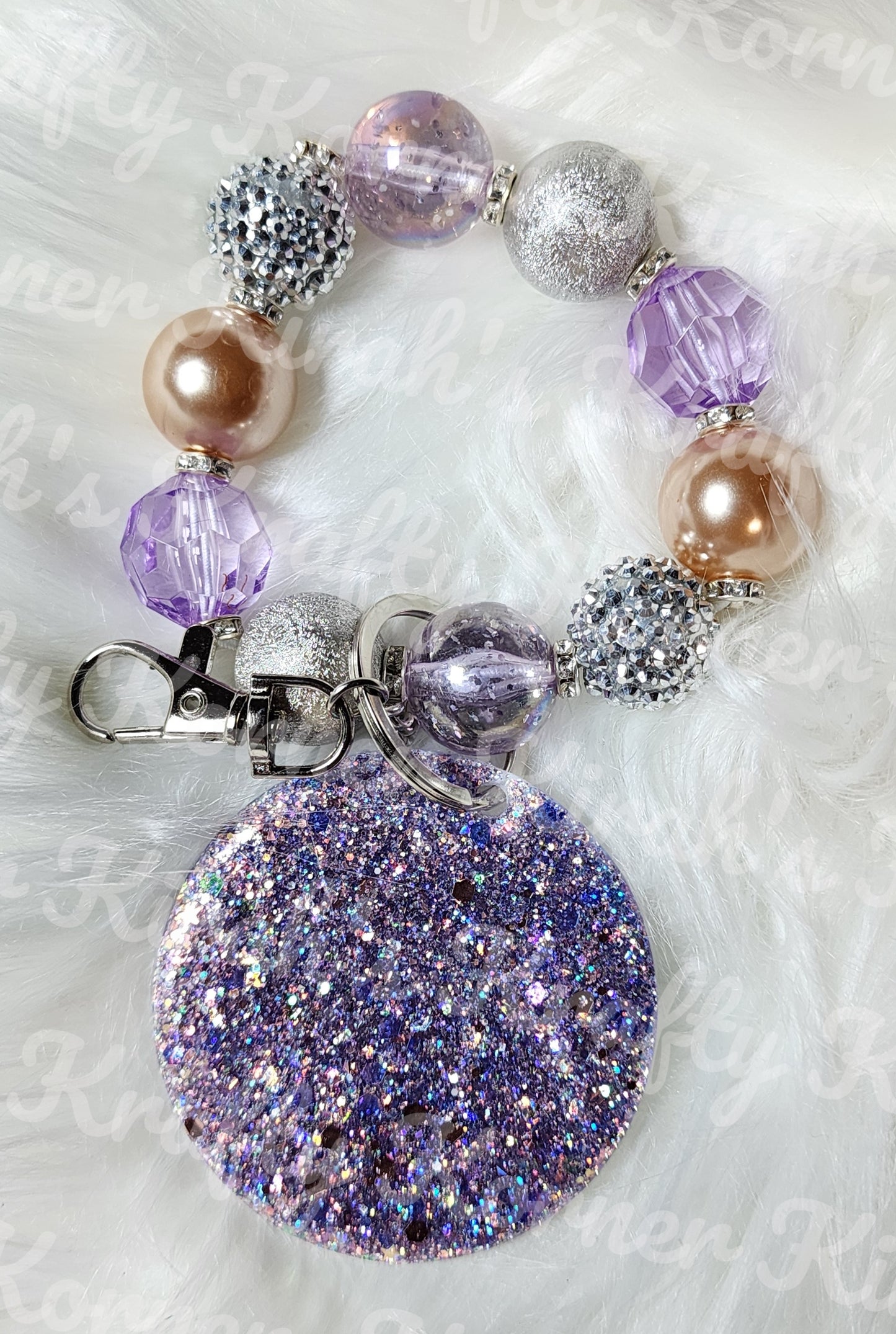 Purple and Silver Marble Keychain