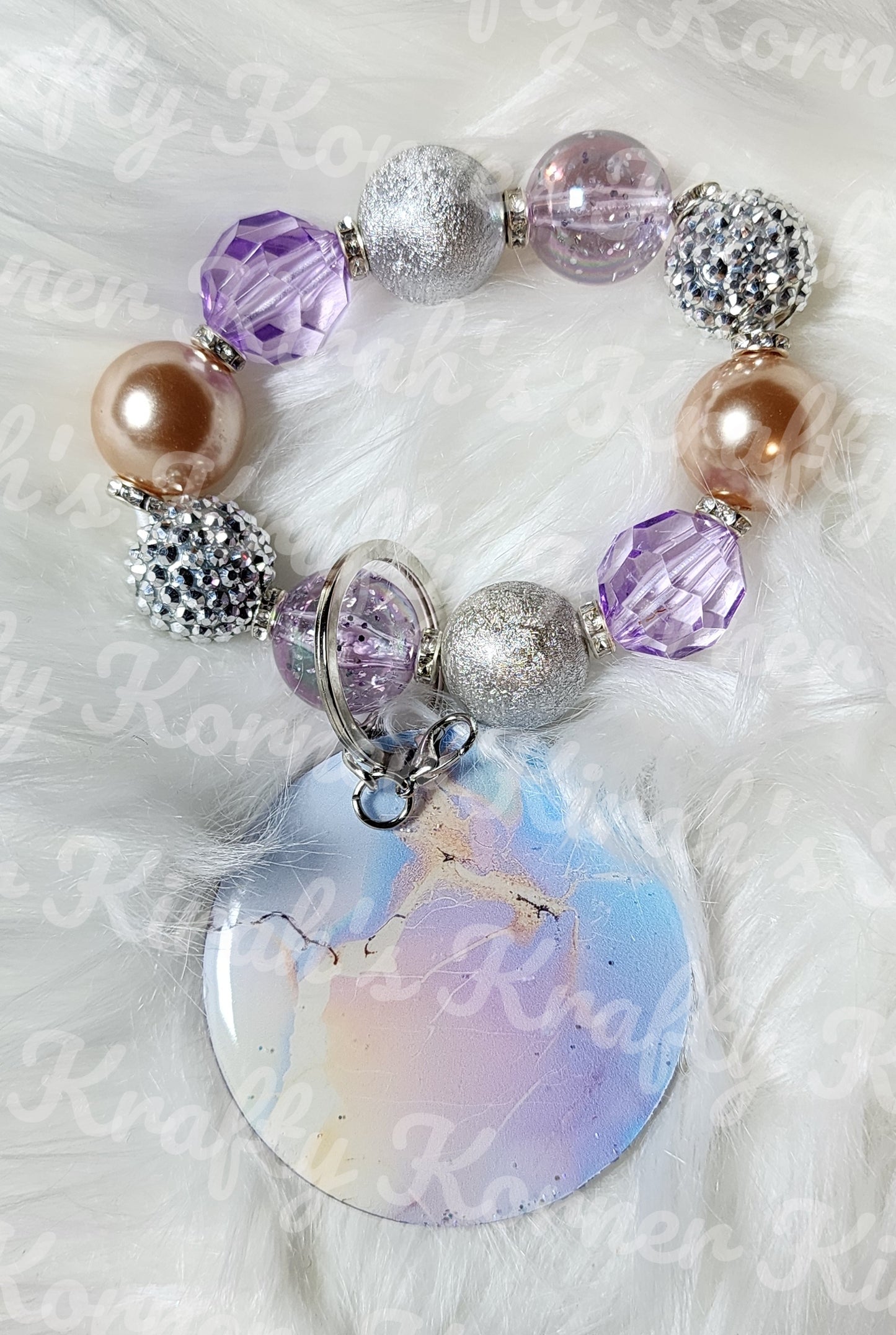 Purple and Silver Marble Keychain