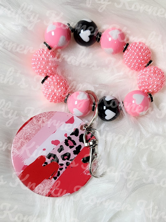 Pink Studded and Black Keychain