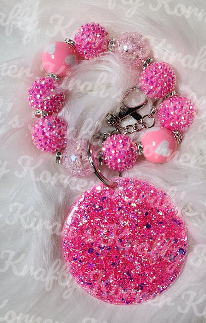 Pink Studded Keychain