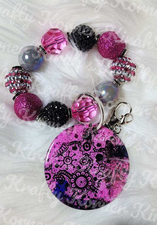 Pink and Black Keychain