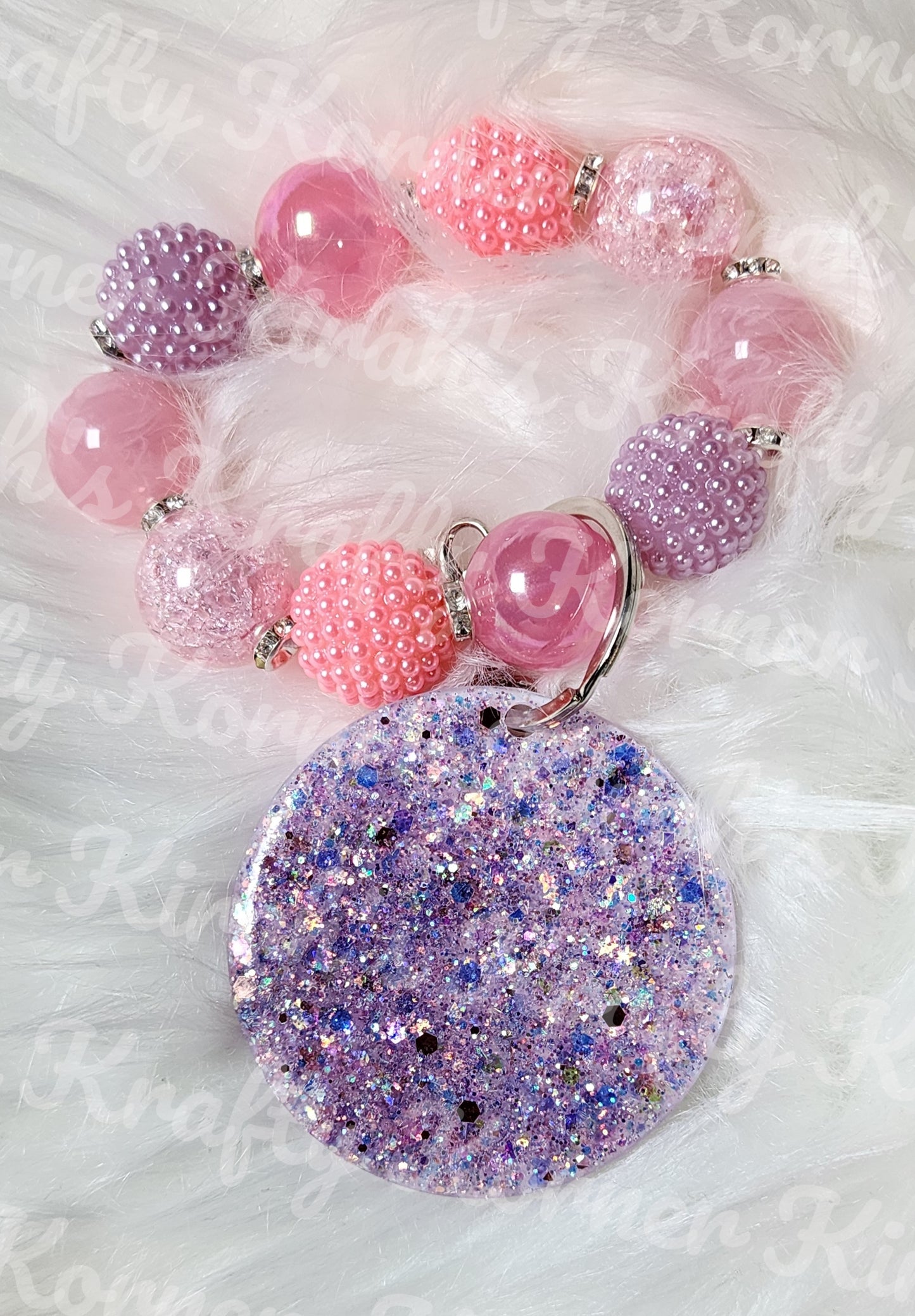 Purple and Pink Crackle Keychain