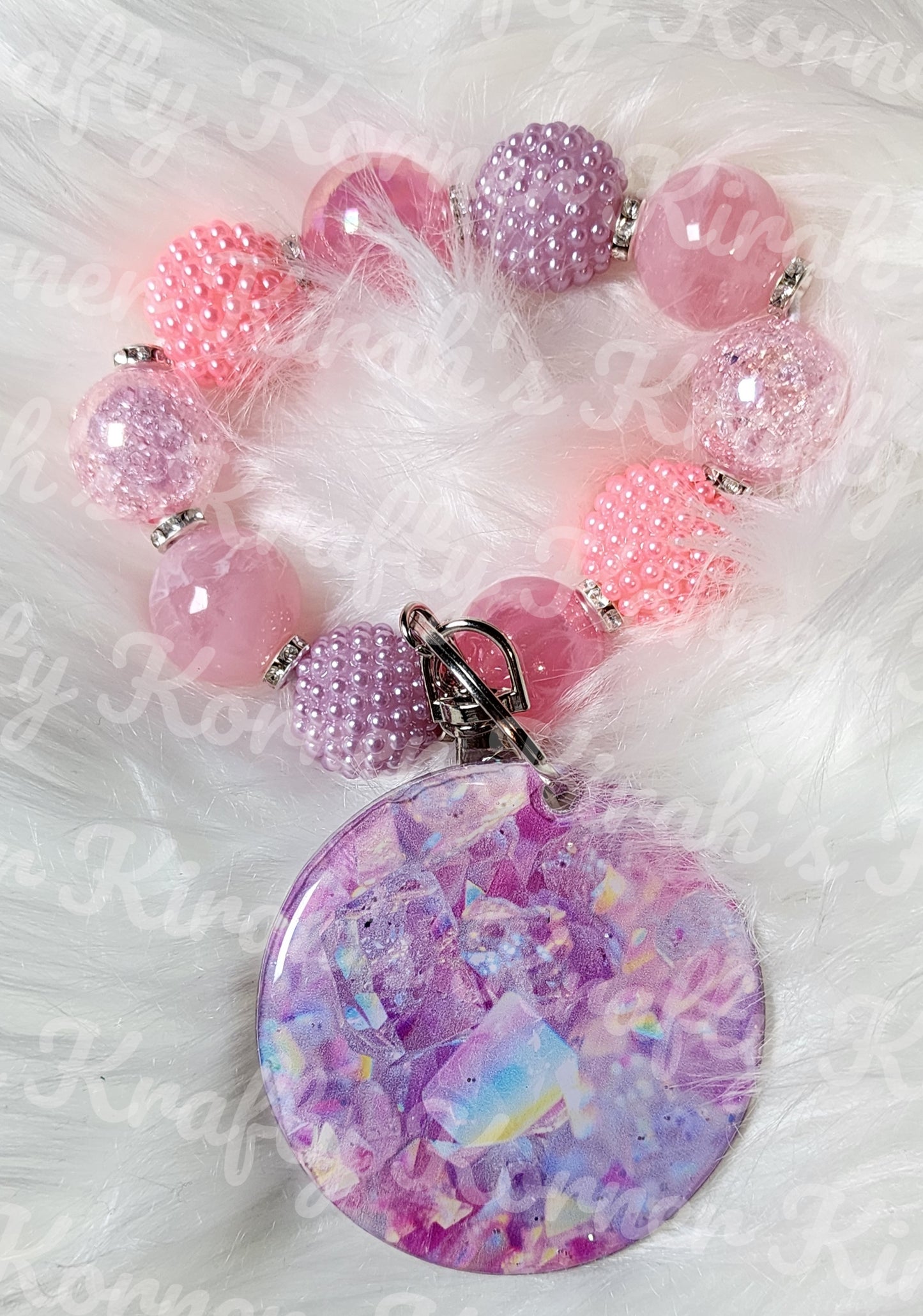 Purple and Pink Crackle Keychain