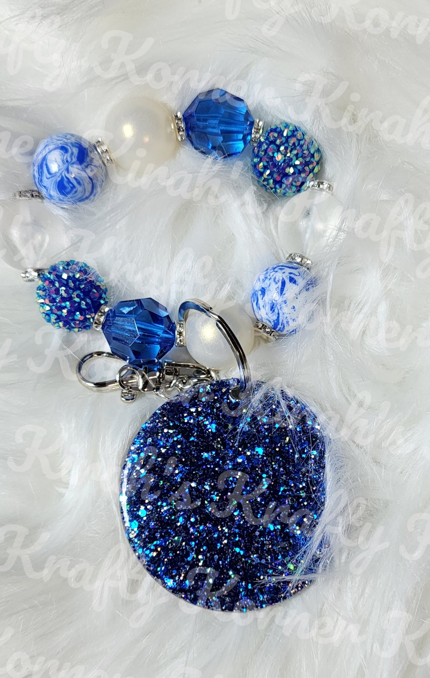 Blue Floral Keychain