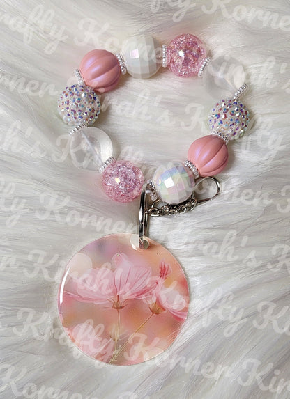 Pink Spring Floral Keychain